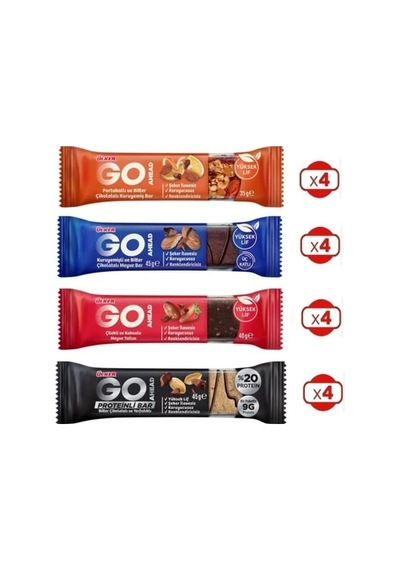 Ülker Go Ahead Karma Paket Protein & Meyve Bar, 16 Adet