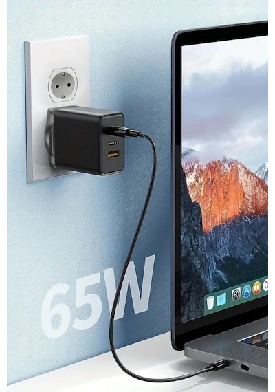 65w Hızlı Şarj Edebilen Type C Uçlu Şarj Aleti Çok Renkli