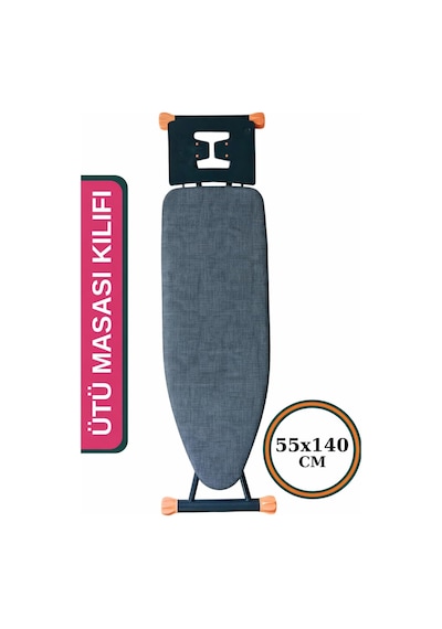 Asev Home Ütü Masası Kılıfı Keçeli İpli Stoperli Büyük Boy 55x140 Cm Grey Diğer