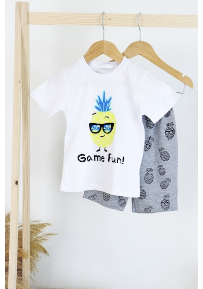 Harika Kids Erkek Çocuk Gözlük Model Pamuklu Şortlu 2'li Takım 001