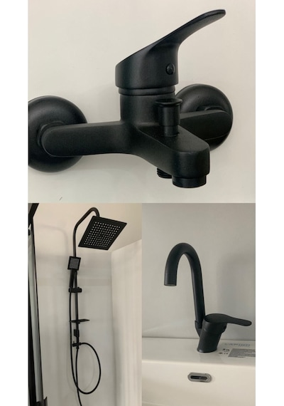 Armour Armatür Banyo Seti 3'lü Siyah Siyah