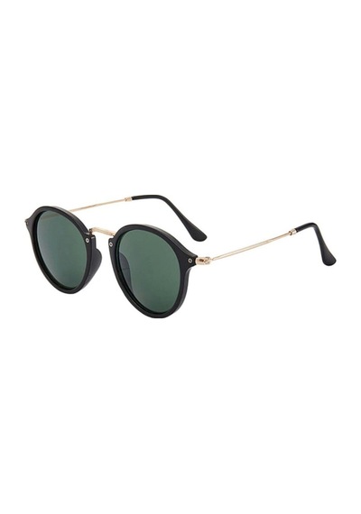 Siyah-yeşil Yuvarlak Lentes De Sol Vintage&retro Güneş Gözlüğü Altın - Şeffaf