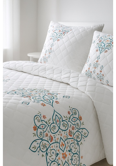 Canary Çift Kişilik Kapitone Dolgulu Pike 4 Mevsim Baklava Dsn Yastık Kılıfı Dahil 200x230cm Çok Renkli