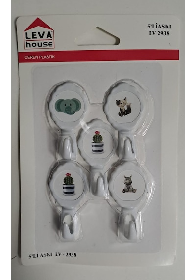 Leva Yapışkanlı Askı 5 Li Hanger Lv-2938 Karışık Desen Diğer