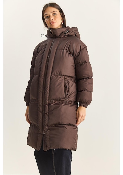 Shade Kadın Cep Detaylı Astarlı Kapüşonlu Uzun Puffer Mont 1129 60283868 - Acı Kahve Kahverengi Shade Kadın Cep Detaylı Astarlı Kapüşonlu Uzun Puffer Mont 1129 60283868 - Acı Kahve Kahverengi