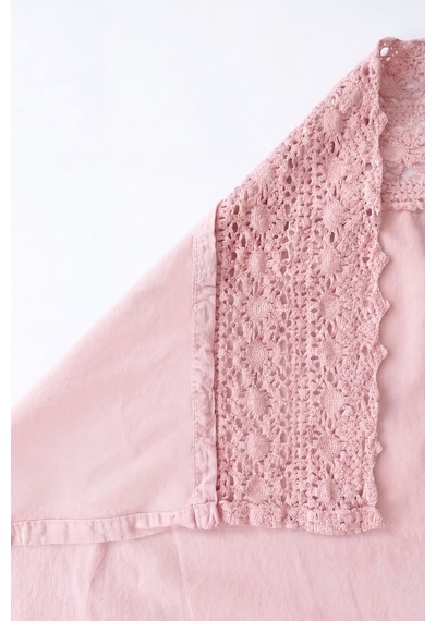 Pudra Lacy Pamuklu Dantelli Runner 40x150 Cm Pembe
