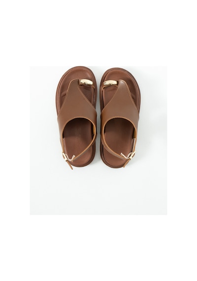 Polomia Comfort Kadın Parmak Arası Metal Detaylı Kalın Taban Flat Sandalet Taba Polomia Comfort Kadın Parmak Arası Metal Detaylı Kalın Taban Flat Sandalet Taba