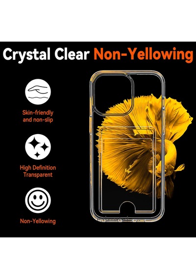 Apple Uyumlu iPhone 16 Pro Max Kılıf Şeffaf Kartlık Bölmeli Yumuşak Silikon