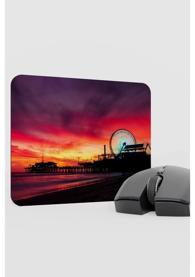 Santa Monica Kaliforniya Abd V1 22x18 Gaming Kauçuk Kaymaz Taban Mouse Pad Fare Altlığı