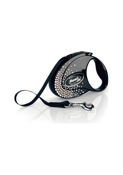 Flexi Glam Splash Crystal Siyah Otomatik Şerit Tasma 3mt