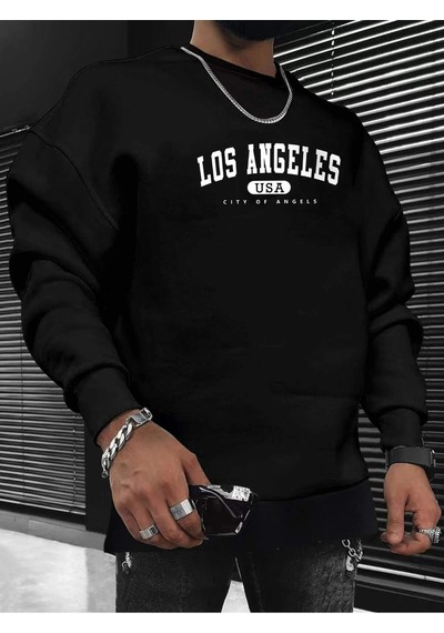 Startmore Adrift Manfinity Sporsity Letter Graphic Sweatshirt Siyah Siyah
