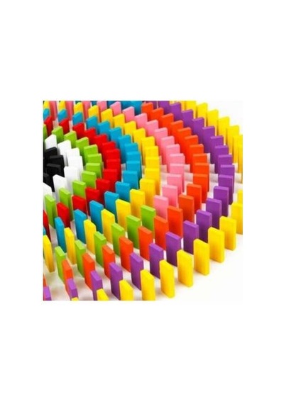 Hobi Eğitim Dünyası Renkli Ahşap Domino 100 Parça