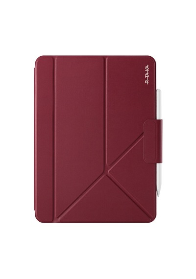 İpad Air 13 2025 M3 Uyumlu Pitaka Folio 3 Kalem Bölmeli Standlı Kılıf Kırmızı Kapaklı Kılıf