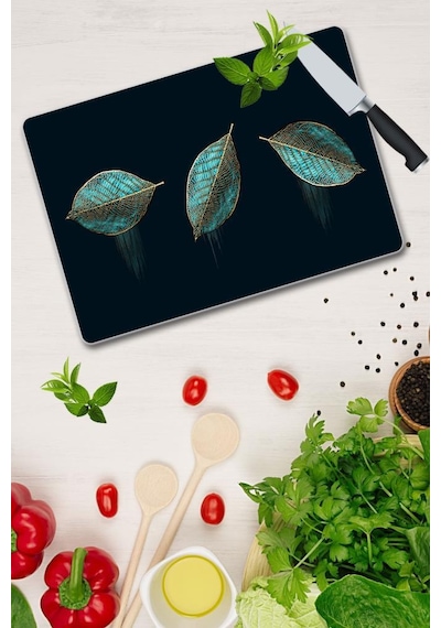 30X40 Cm Üç Yaprak   Desenli Cam Kesim Tablası