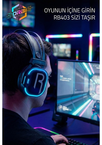 E-sport Uyumlu 7.1 Siyah Rgb Profosyonel Mikrofonlu Kablolu Gaming Kulaklık Rb403