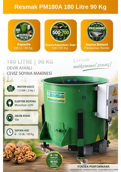 Resmak Pm180a Devir Ayarlı Ceviz Soyma Makinesi