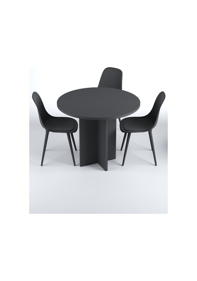 Harmony Sora Oval Masa 90x75x90 Cm Siyah Sadece Masa - Modern Tasarım