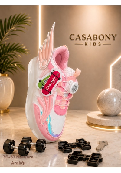 Işıklı Patenli 3d Pembe Kız Çocuk Ayakkabı
