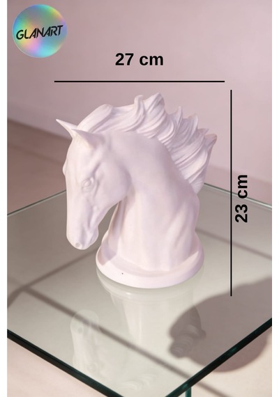 Hediyelik 3 Boyutlu Büyük Masa Üstü At Büstü 3d Filamet Beyaz 1 Adet