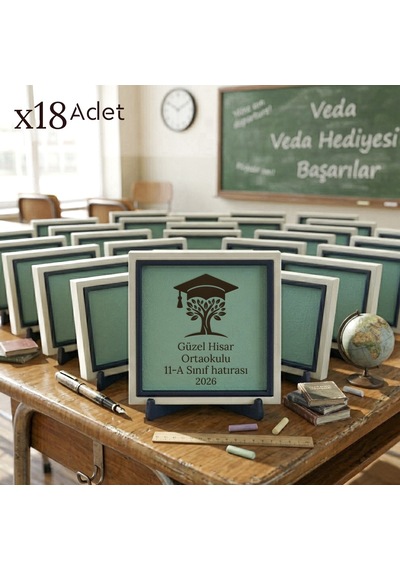 Öğrenciler İçin Sıcacık Bir Veda Hediyesi İsim Yazılabilen Modern 18'li Sınıf Hatırası 10x10 Cm
