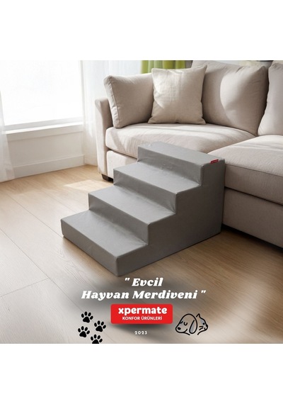 Xpermate Köpek Merdiveni Kedi Merdiveni 4 Basamaklı Evcil Hayvan Merdiveni 60 x 72 x 40 CM