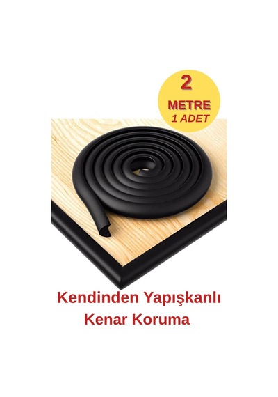 2 Metre 1 Adet Siyah Yumuşak Kauçuk Koruma Bebek Odası Mobilya Kenar Köşe Koruma Darbe Emici
