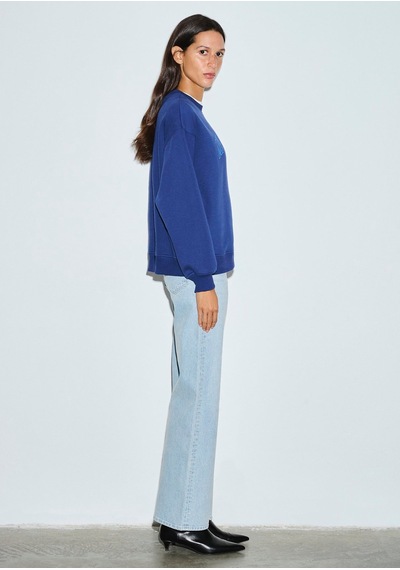 Mavi Bisiklet Yaka Logo Sweatshırt Koyu Saks Saks Kadın Sweatshirt M1s20131-70722