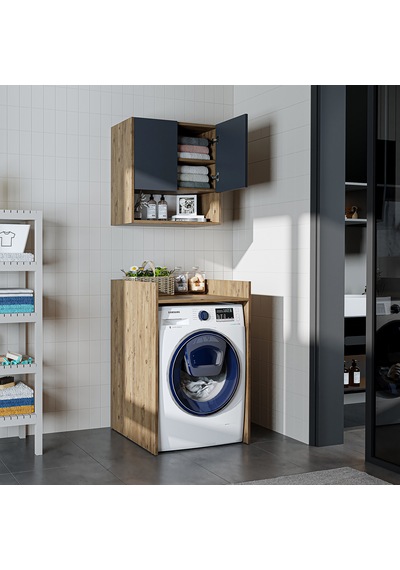Çamaşır-kurutma Makinesi Dolabı+ Üst Dolabı, Banyo Dolabı 65 Cm Atlantik Çam - Antrasit Çamaşır-kurutma Makinesi Dolabı+ Üst Dolabı, Banyo Dolabı 65 Cm Atlantik Çam - Antrasit