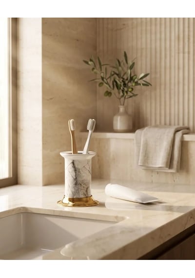 Sharp Calacatta Set Üstü Diş Fırçalık Renkli