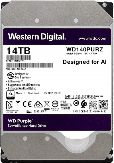 WD Purple WD140PURZ 3.5" 14 TB 7200 RPM SATA 3 HDD
