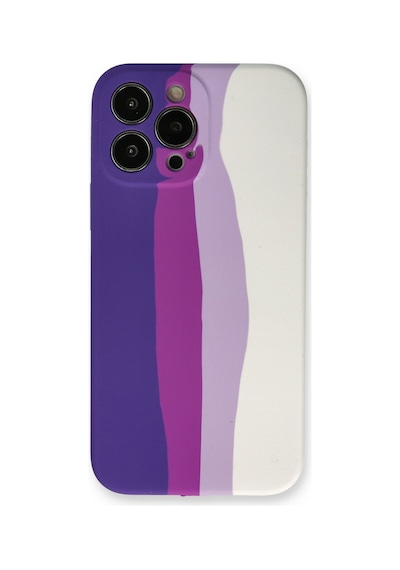 Apple iPhone  Uyumlu  13 Pro Kılıf Ebruli Lansman Silikon - Mor-beyaz