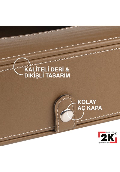 2k Suni Deri Peçetelik Mendil Kutusu 13 24 6 Cm. Vizon Diğer