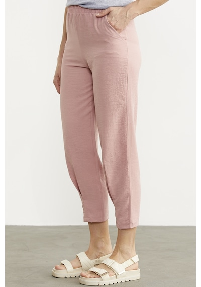 Paça Büzgü Detaylı Krep Pantolon - Pembe 001