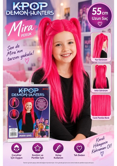 Toyfest K-pop Demon Hunters Mira Peruk 55 Cm Pembe Çocuk Kostüm Ve Parti Aksesuarı Çok Renkli Toyfest K-pop Demon Hunters Mira Peruk 55 Cm Pembe Çocuk Kostüm Ve Parti Aksesuarı Çok Renkli