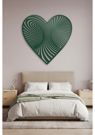 Kalp Metal Duvar Tablosu - Duvar Sanatı - Duvar Dekoru - Yeşil