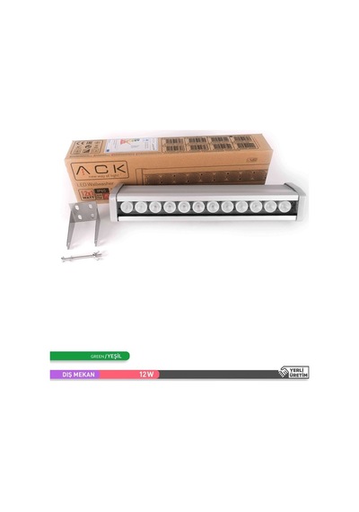 ACK LED Wallwasher Yeşil Işık 12W 338mm Yeşil