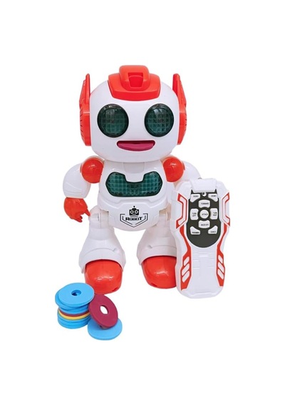 Uzaktan Kumandalı Disk Atan Akıllı Oyuncak Robot Işıklı Müzikli Dansçı Robot - Turuncu