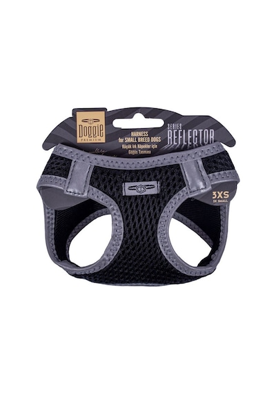 Doggie Havalı Dokuma Reflektör Serisi Küçük Irk Göğüs Tasması Siyah 3XS-22-26Cm Siyah