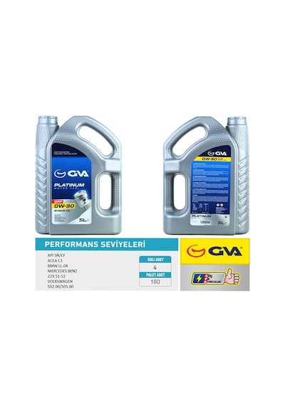 Gva Motor Yağı 0w30 5 Lt Dpf Tam Sentetik Apı Sn/ Cf Partiküllü Gva 9920052 55177951