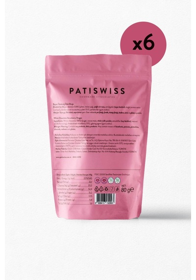 Patiswiss Beyaz Çikolatalı Çilek Draje 6 x 80 G