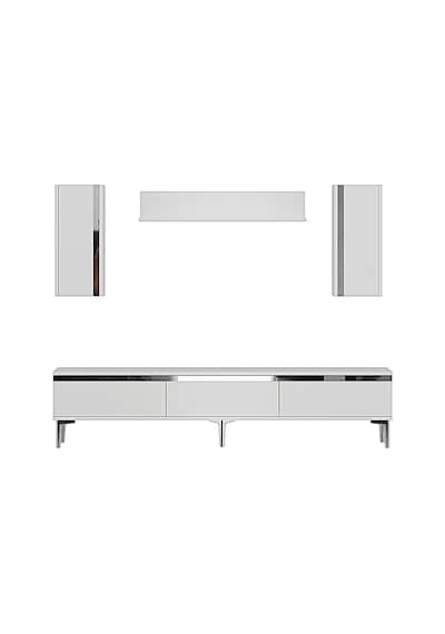 Tvr1898bs - Anka Tvr180 Tv Ünitesi Takım , Tv Sehpası Beyaz-sılver 180cm