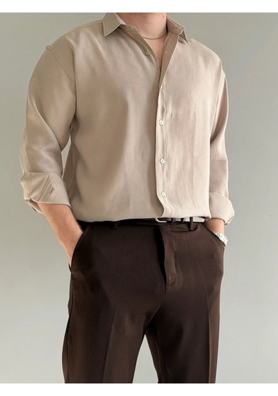 Relaxed Fit Hafif Rahat Modal Kumaş Gömlek Krem