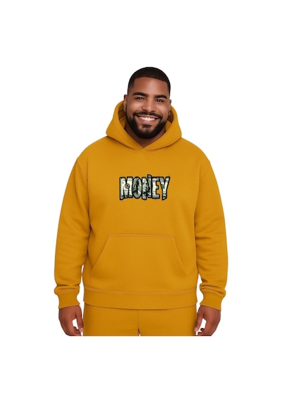 Benroma Money Baskılı Büyük Beden Unisex Sweatshırt Sarı
