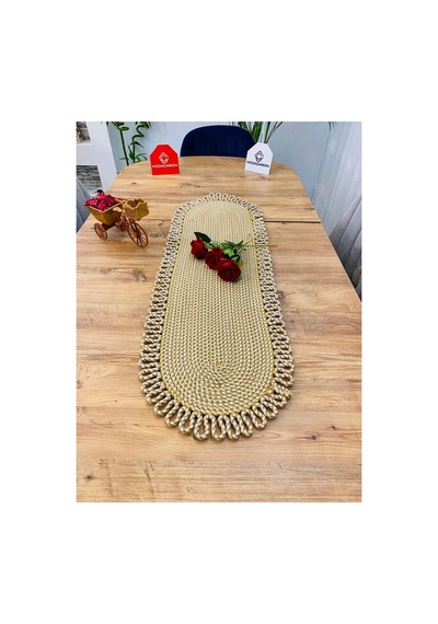 Jüt, Hasır, Dekoratif Masa Örtüsü, Runner 30x80 Cm, Amerikan Servis, Sehpa Örtüsü, Bohem Tarzı Jüt Beyaz Jüt Beyaz