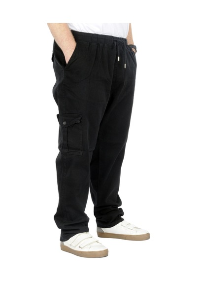 Mode Xl Büyük Beden Erkek Gabardin Kargo Jogger Pantolon Doğa 21928 Siyah 001