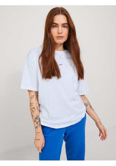 Jack & Jones Kadın Minimal Jjxx Logolu Kısa Kollu Tişört - Andrea Beyaz