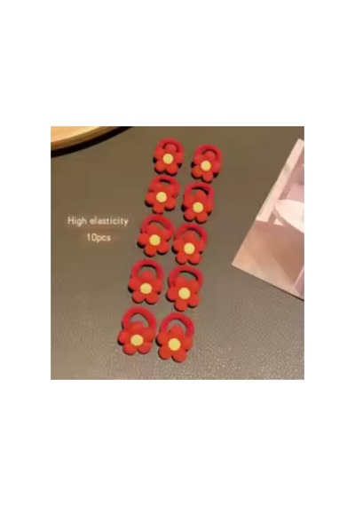 10 Adet Çiçekli Çocuk Lastik Toka Seti Kırmızı Çiçek - 789183528 Kırmızı Çiçek - 789183528 Kırmızı Çiçek