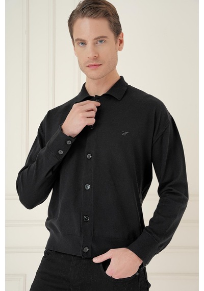 Efor Tr 879 Slim Fit Siyah Klasik Triko Siyah