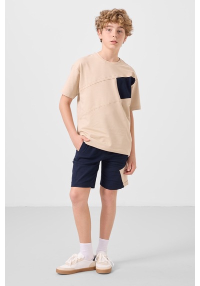 Bej-lacivert Pamuklu Oversize Fit Dokuma Hafif Esnek Chino Erkek Çocuk Şort Takım - 11275 Bej Bej-lacivert Pamuklu Oversize Fit Dokuma Hafif Esnek Chino Erkek Çocuk Şort Takım - 11275 Bej