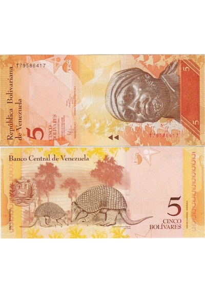 Venezuela 5 Bolivar 20 Mart 2007. Armadillo Temalı. Çil Kondisyon.